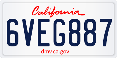 CA license plate 6VEG887