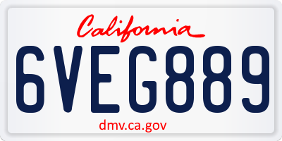 CA license plate 6VEG889