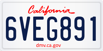 CA license plate 6VEG891