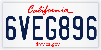 CA license plate 6VEG896