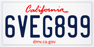 CA license plate 6VEG899