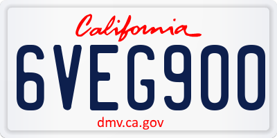 CA license plate 6VEG900
