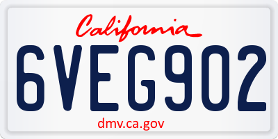 CA license plate 6VEG902
