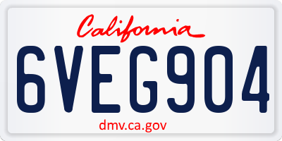 CA license plate 6VEG904
