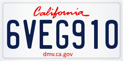CA license plate 6VEG910