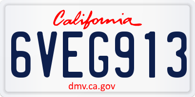 CA license plate 6VEG913