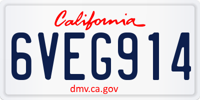 CA license plate 6VEG914