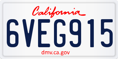 CA license plate 6VEG915