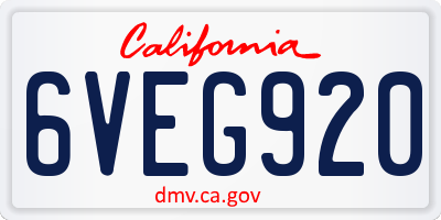 CA license plate 6VEG920