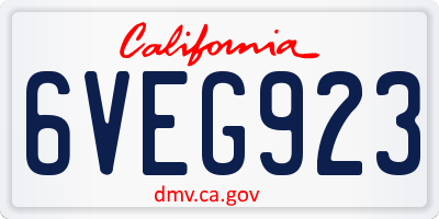 CA license plate 6VEG923