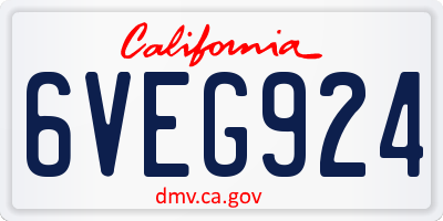 CA license plate 6VEG924