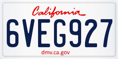 CA license plate 6VEG927