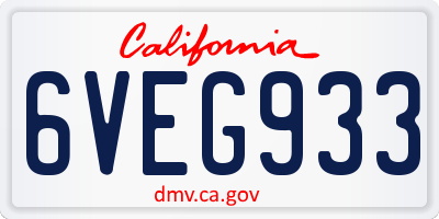 CA license plate 6VEG933