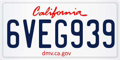 CA license plate 6VEG939