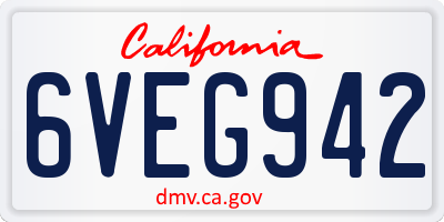 CA license plate 6VEG942