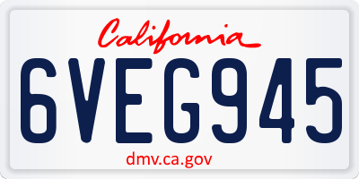 CA license plate 6VEG945