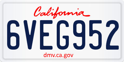CA license plate 6VEG952