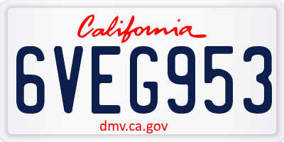 CA license plate 6VEG953