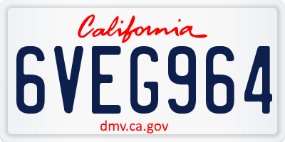 CA license plate 6VEG964