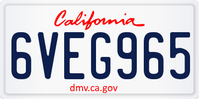CA license plate 6VEG965