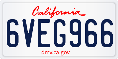 CA license plate 6VEG966
