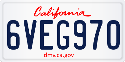 CA license plate 6VEG970