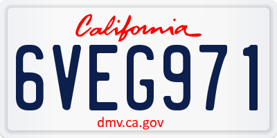 CA license plate 6VEG971