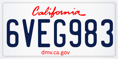 CA license plate 6VEG983