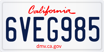 CA license plate 6VEG985