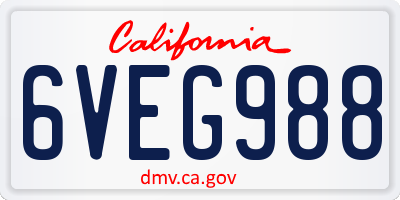 CA license plate 6VEG988