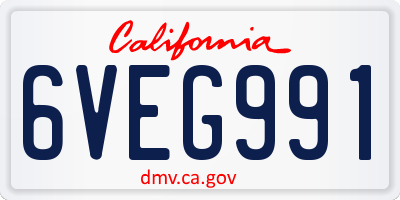 CA license plate 6VEG991