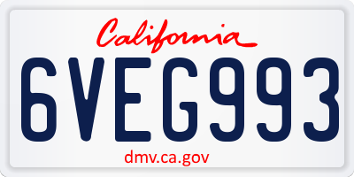 CA license plate 6VEG993