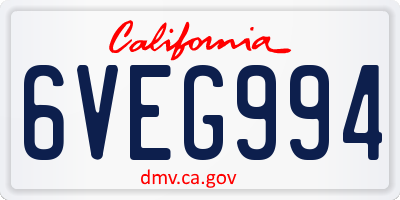 CA license plate 6VEG994