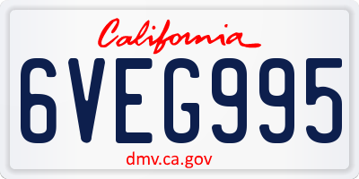 CA license plate 6VEG995