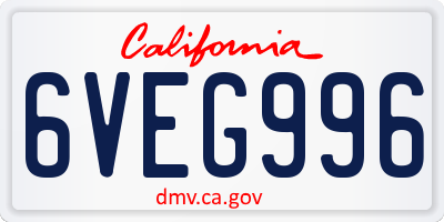 CA license plate 6VEG996