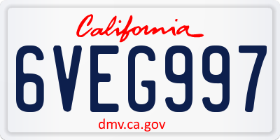 CA license plate 6VEG997