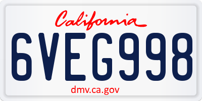 CA license plate 6VEG998