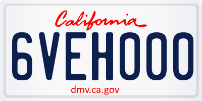 CA license plate 6VEH000