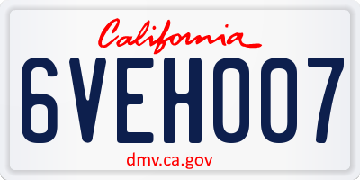 CA license plate 6VEH007
