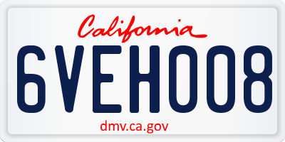 CA license plate 6VEH008