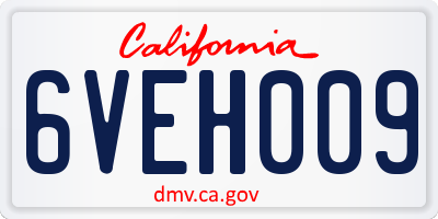 CA license plate 6VEH009