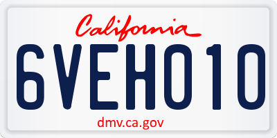 CA license plate 6VEH010