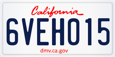 CA license plate 6VEH015