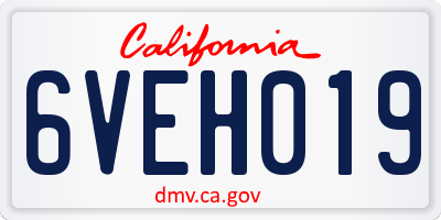 CA license plate 6VEH019