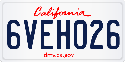CA license plate 6VEH026