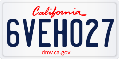 CA license plate 6VEH027