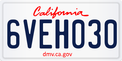 CA license plate 6VEH030