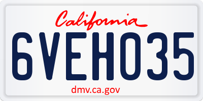 CA license plate 6VEH035