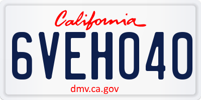CA license plate 6VEH040