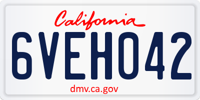 CA license plate 6VEH042